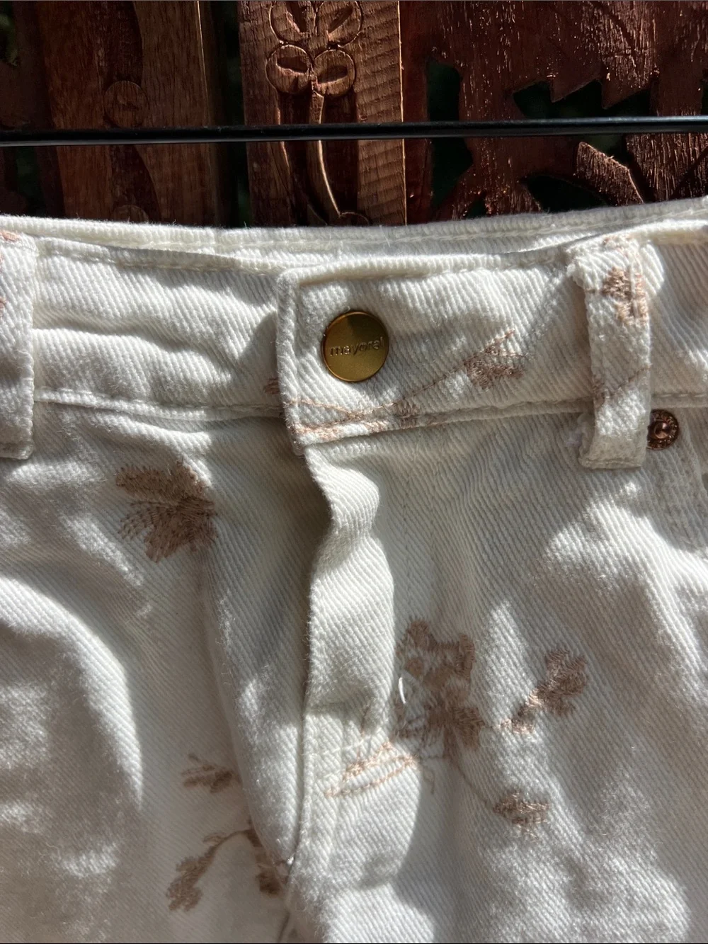 Mayoral Cream Mini Skirt with Light Brown Floral Print